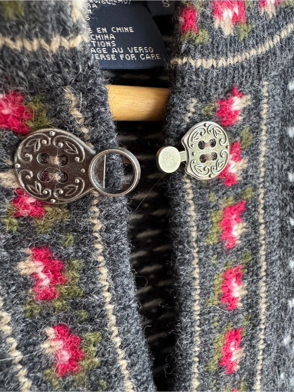 Tristan Iseut Lambswool Angora Fair Isle Cardigan Sweater Sz S Nordic Apres Ski - Picture 4 of 12